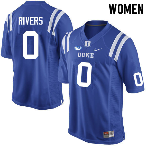Women #0 Chandler Rivers Duke Blue Devils College Football Jerseys Sale-Blue